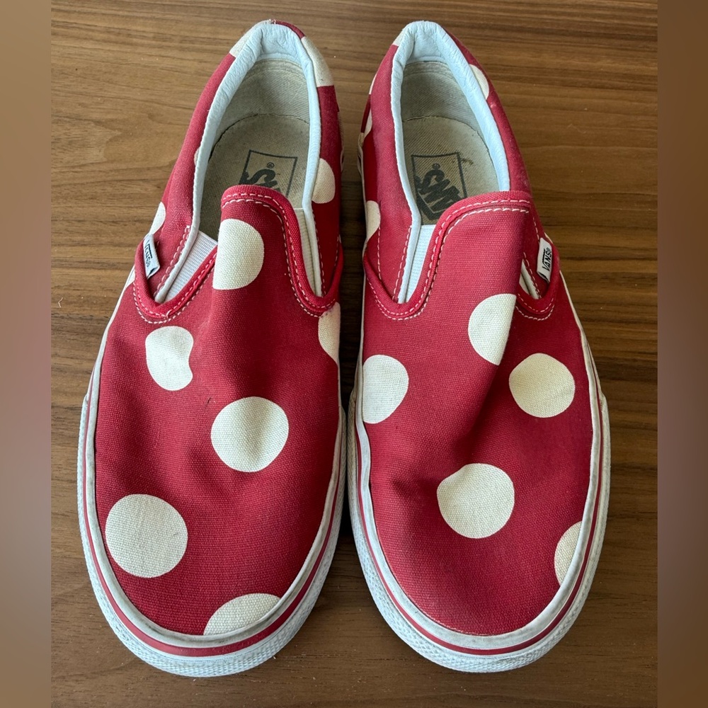 Vans Red Polka Dot Slip-On Shoes- Size 8